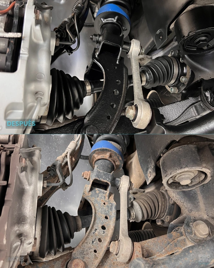 Limpieza criogénica de suspensión en Porsche Cayenne