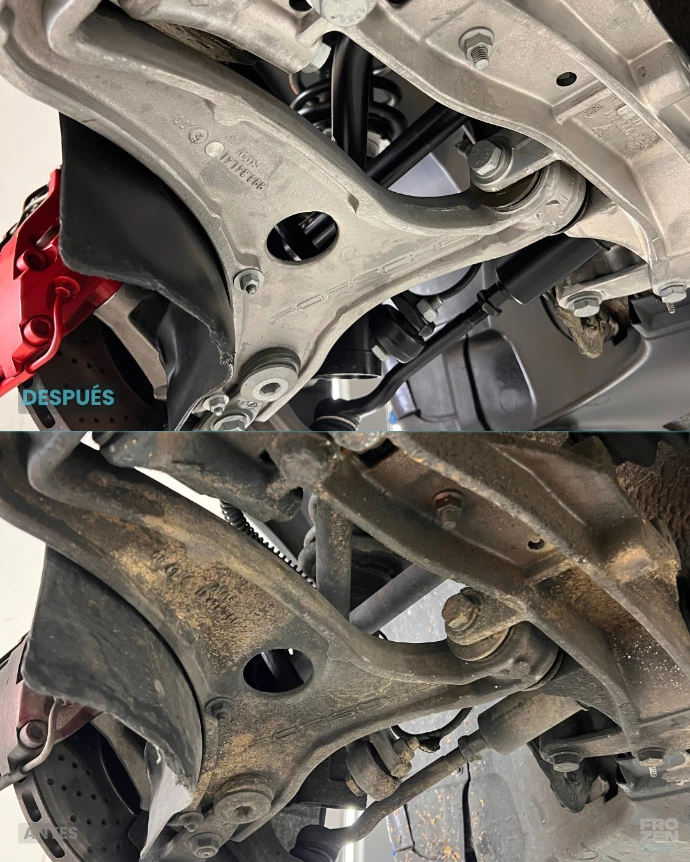Limpieza criogénica de suspensión en Porsche 993 en Madrid